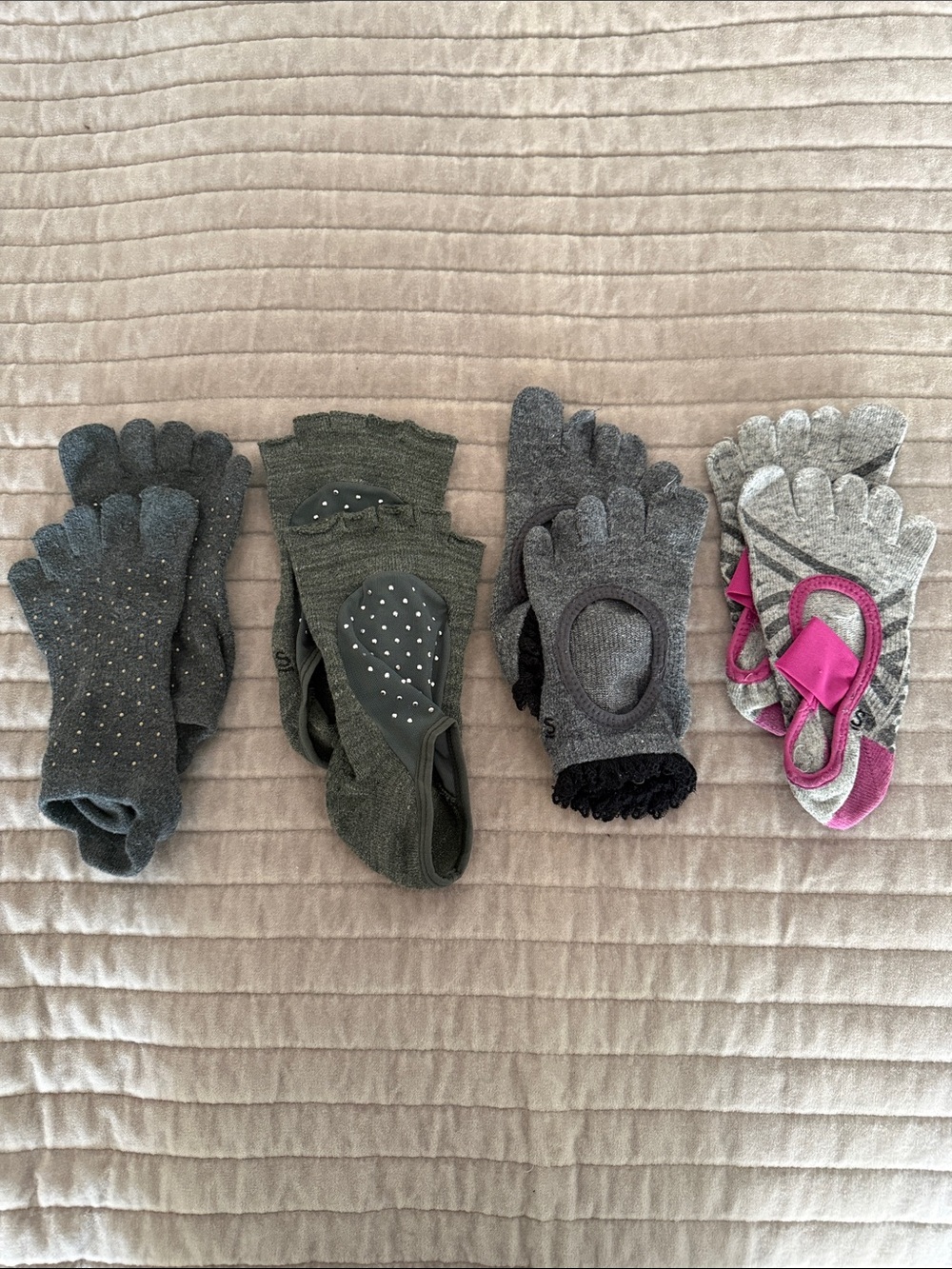 Bundle of 4 ToeSox Grip Socks - Yoga & Pilates - Size Small